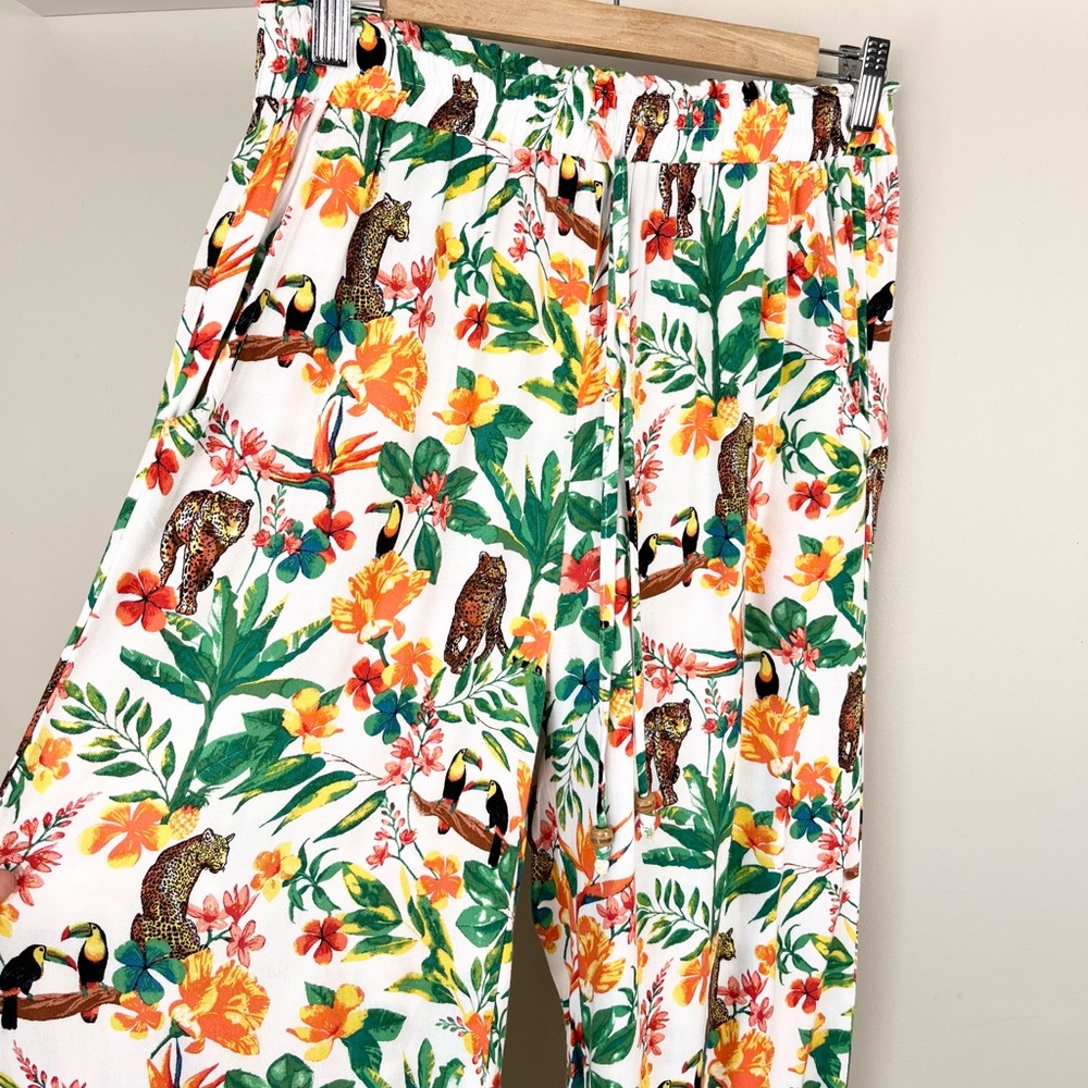 Jane & Delancey Tropical Print Wide Leg Palazzo Pants